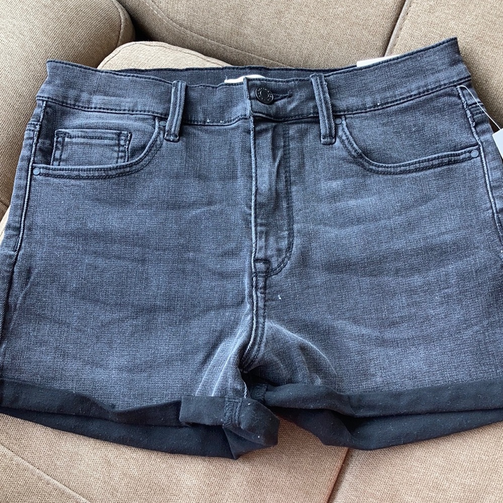 black denim shorts